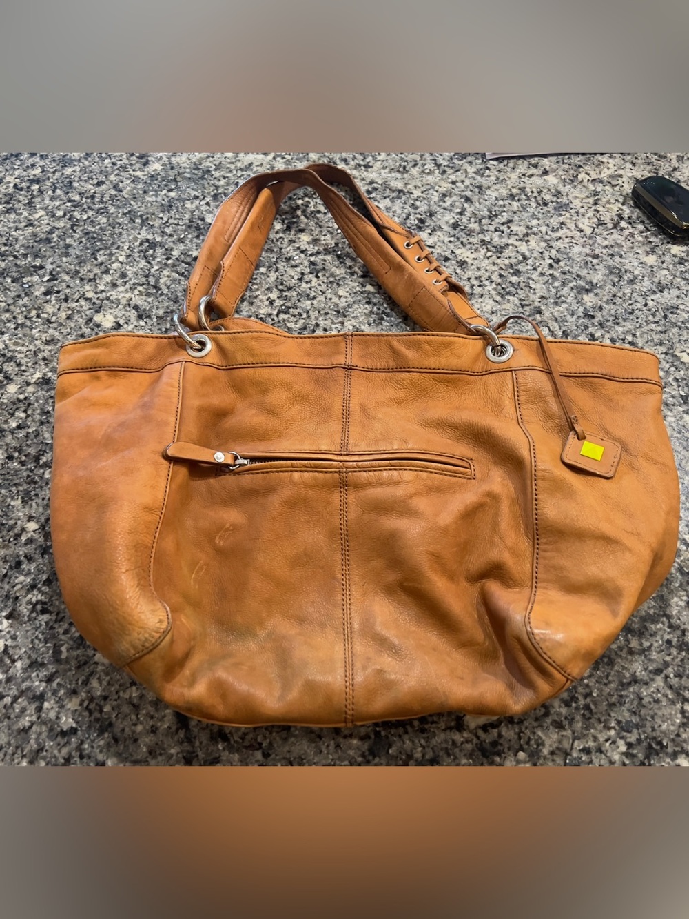 Donald J. Pliner Cognac Leather Shoulder Tote